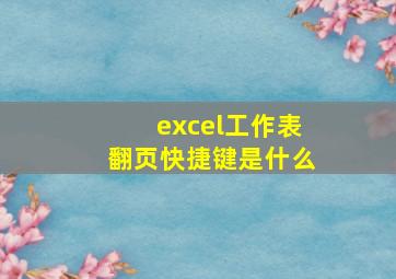 excel工作表翻页快捷键是什么