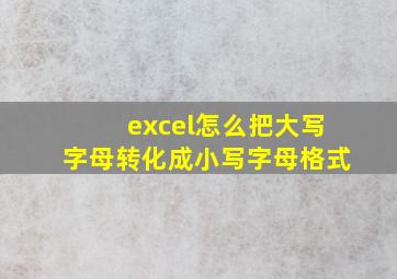 excel怎么把大写字母转化成小写字母格式