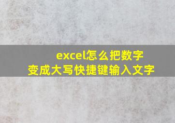 excel怎么把数字变成大写快捷键输入文字