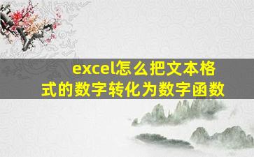 excel怎么把文本格式的数字转化为数字函数