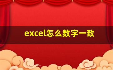 excel怎么数字一致