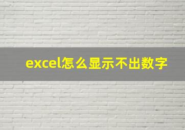 excel怎么显示不出数字