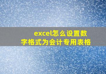 excel怎么设置数字格式为会计专用表格