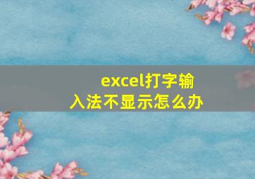 excel打字输入法不显示怎么办