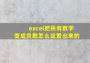 excel把所有数字变成负数怎么设置出来的