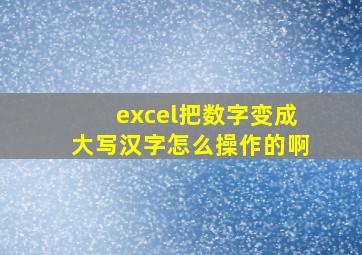 excel把数字变成大写汉字怎么操作的啊