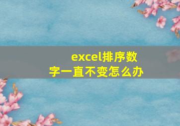 excel排序数字一直不变怎么办