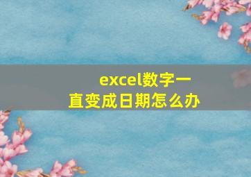 excel数字一直变成日期怎么办