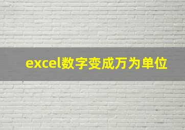 excel数字变成万为单位