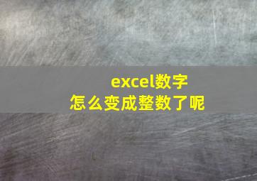 excel数字怎么变成整数了呢