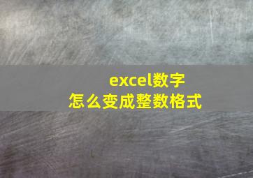 excel数字怎么变成整数格式