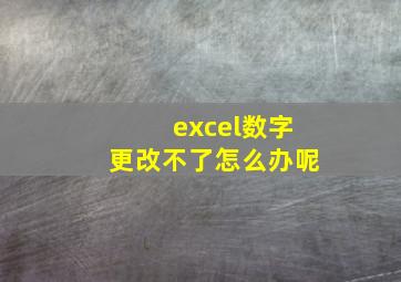 excel数字更改不了怎么办呢