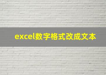 excel数字格式改成文本