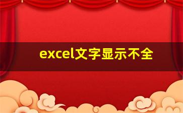 excel文字显示不全