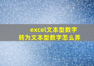 excel文本型数字转为文本型数字怎么弄