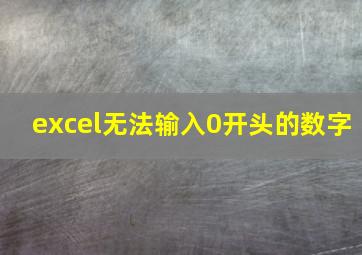 excel无法输入0开头的数字