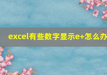 excel有些数字显示e+怎么办