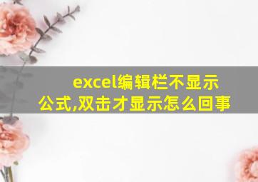 excel编辑栏不显示公式,双击才显示怎么回事