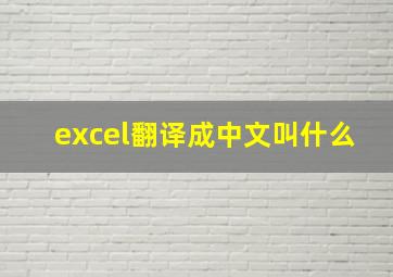 excel翻译成中文叫什么