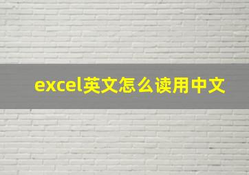 excel英文怎么读用中文