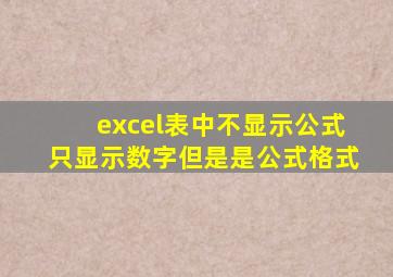 excel表中不显示公式只显示数字但是是公式格式