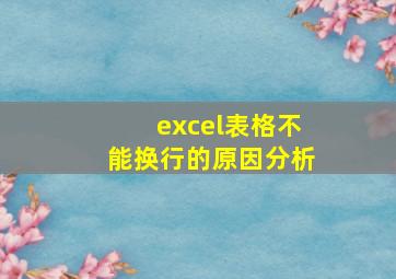 excel表格不能换行的原因分析