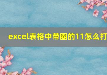 excel表格中带圈的11怎么打