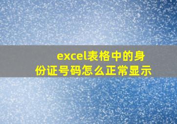 excel表格中的身份证号码怎么正常显示