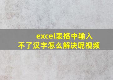 excel表格中输入不了汉字怎么解决呢视频