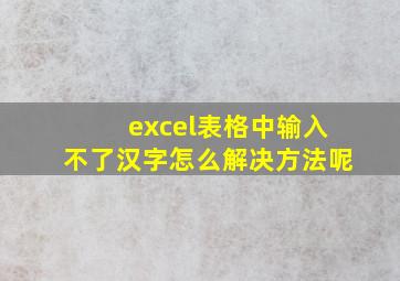 excel表格中输入不了汉字怎么解决方法呢