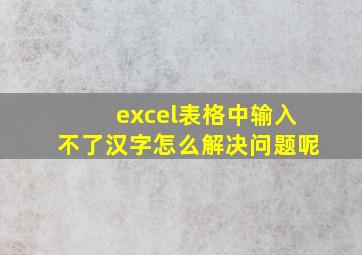 excel表格中输入不了汉字怎么解决问题呢