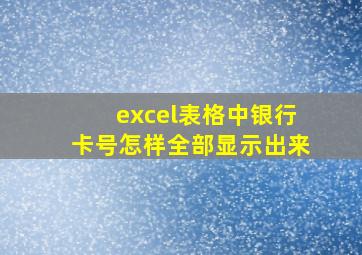 excel表格中银行卡号怎样全部显示出来