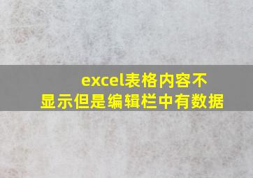 excel表格内容不显示但是编辑栏中有数据