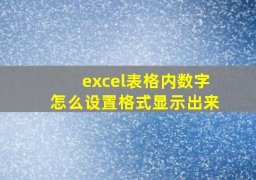 excel表格内数字怎么设置格式显示出来