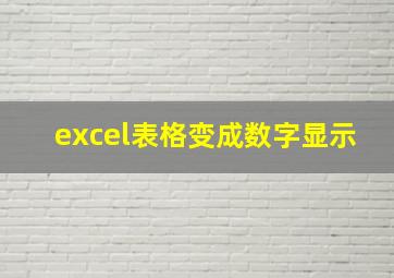 excel表格变成数字显示