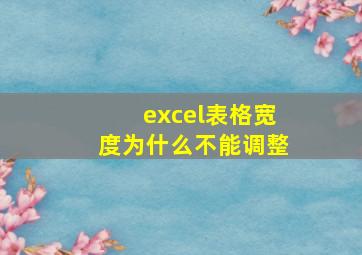 excel表格宽度为什么不能调整