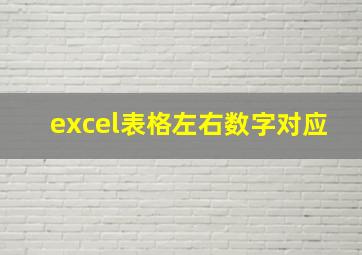 excel表格左右数字对应