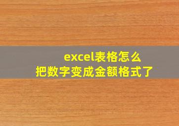 excel表格怎么把数字变成金额格式了