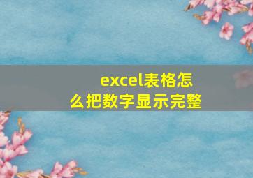 excel表格怎么把数字显示完整