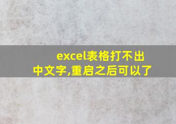 excel表格打不出中文字,重启之后可以了