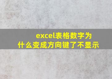 excel表格数字为什么变成方向键了不显示