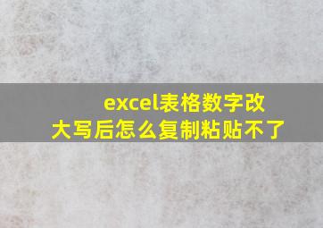 excel表格数字改大写后怎么复制粘贴不了