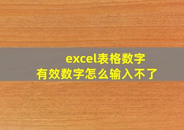 excel表格数字有效数字怎么输入不了