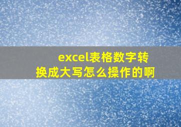 excel表格数字转换成大写怎么操作的啊