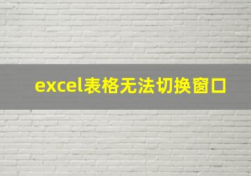 excel表格无法切换窗口