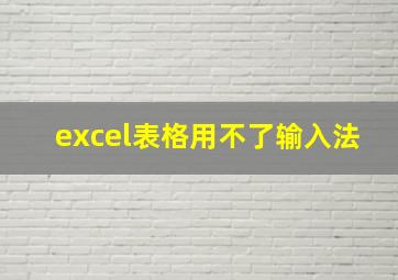 excel表格用不了输入法