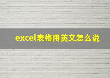 excel表格用英文怎么说