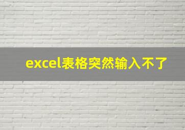 excel表格突然输入不了