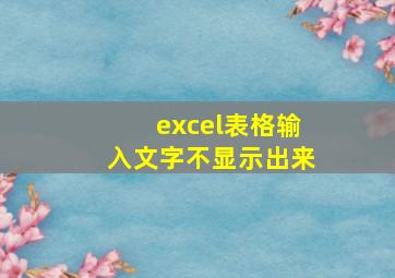 excel表格输入文字不显示出来