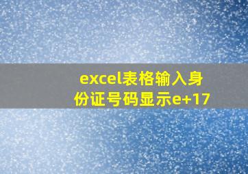 excel表格输入身份证号码显示e+17